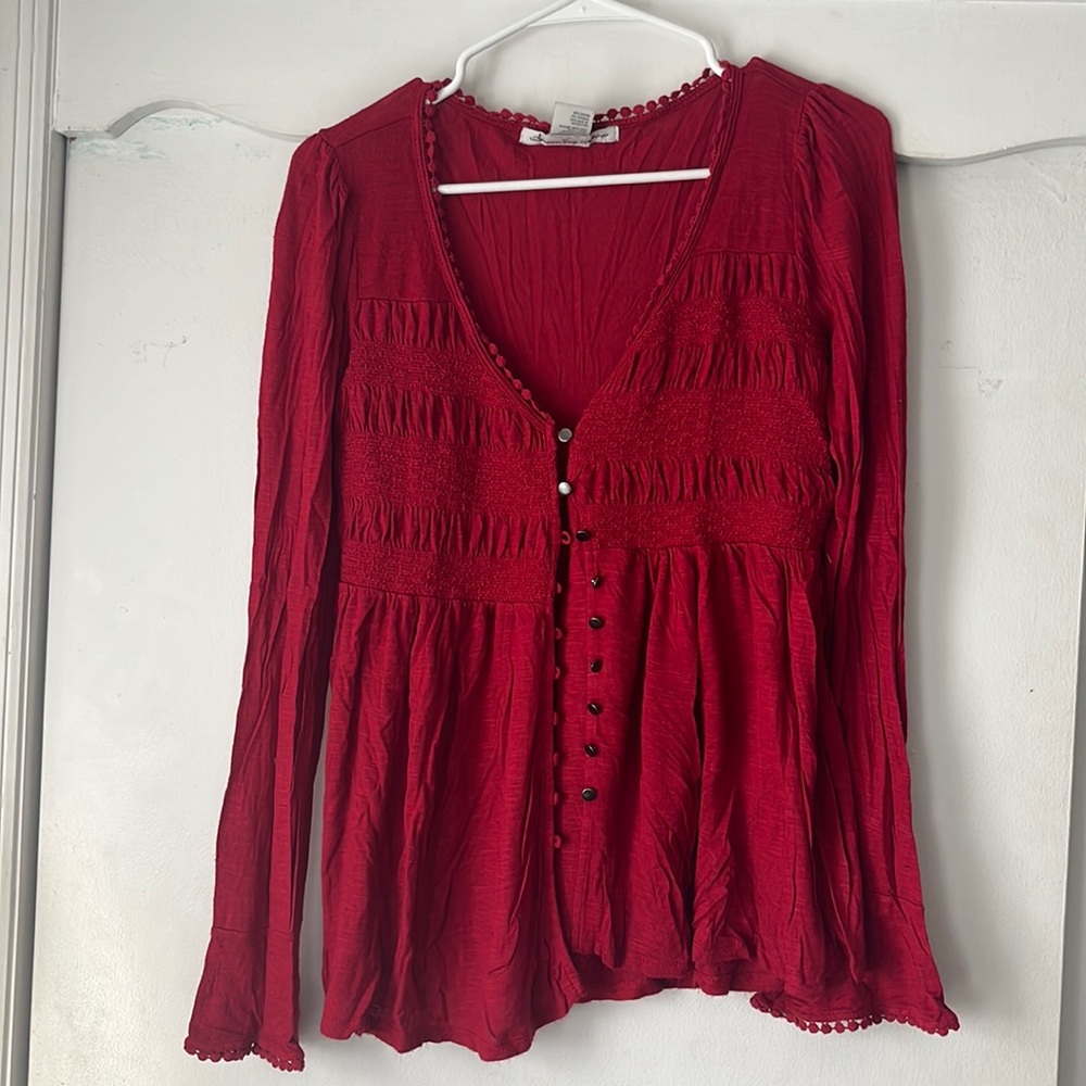 Red button up flowy top from American Rag